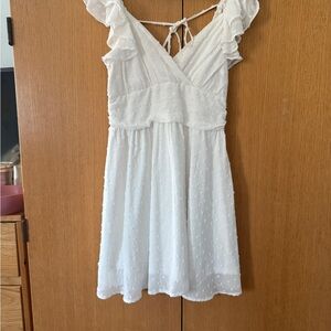 Altard State White Swiss Dot Ruffle Dress